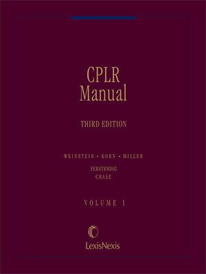 cover image of Weinstein, Korn & Miller CPLR Manual